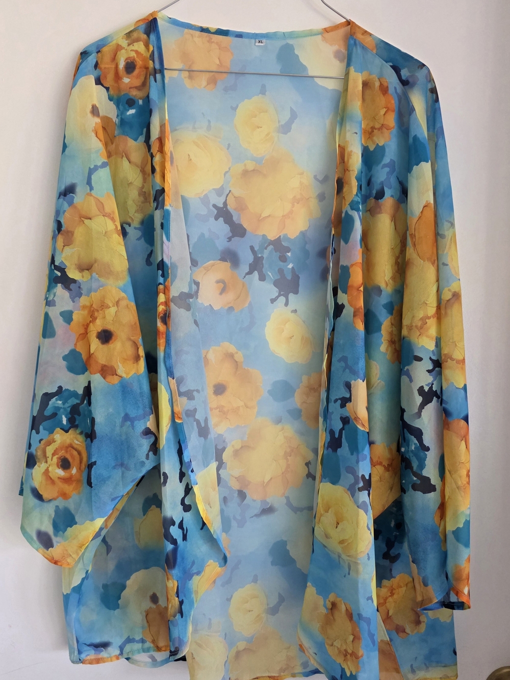 Women’s Blue & Yellow Floral Kimono Xl